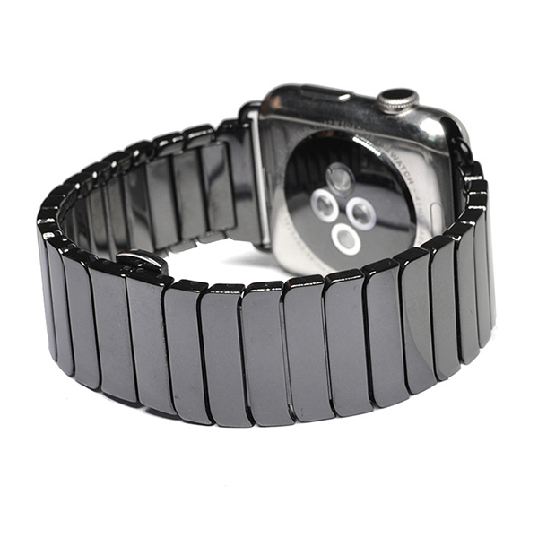 Ceramic Butterfly Clasp Metal Chain Strap for Apple Watch 8