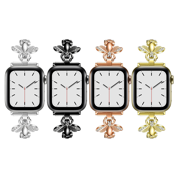 Bee Diamond-Set Watch Band for Apple Watch 8 - Metal Bee Design