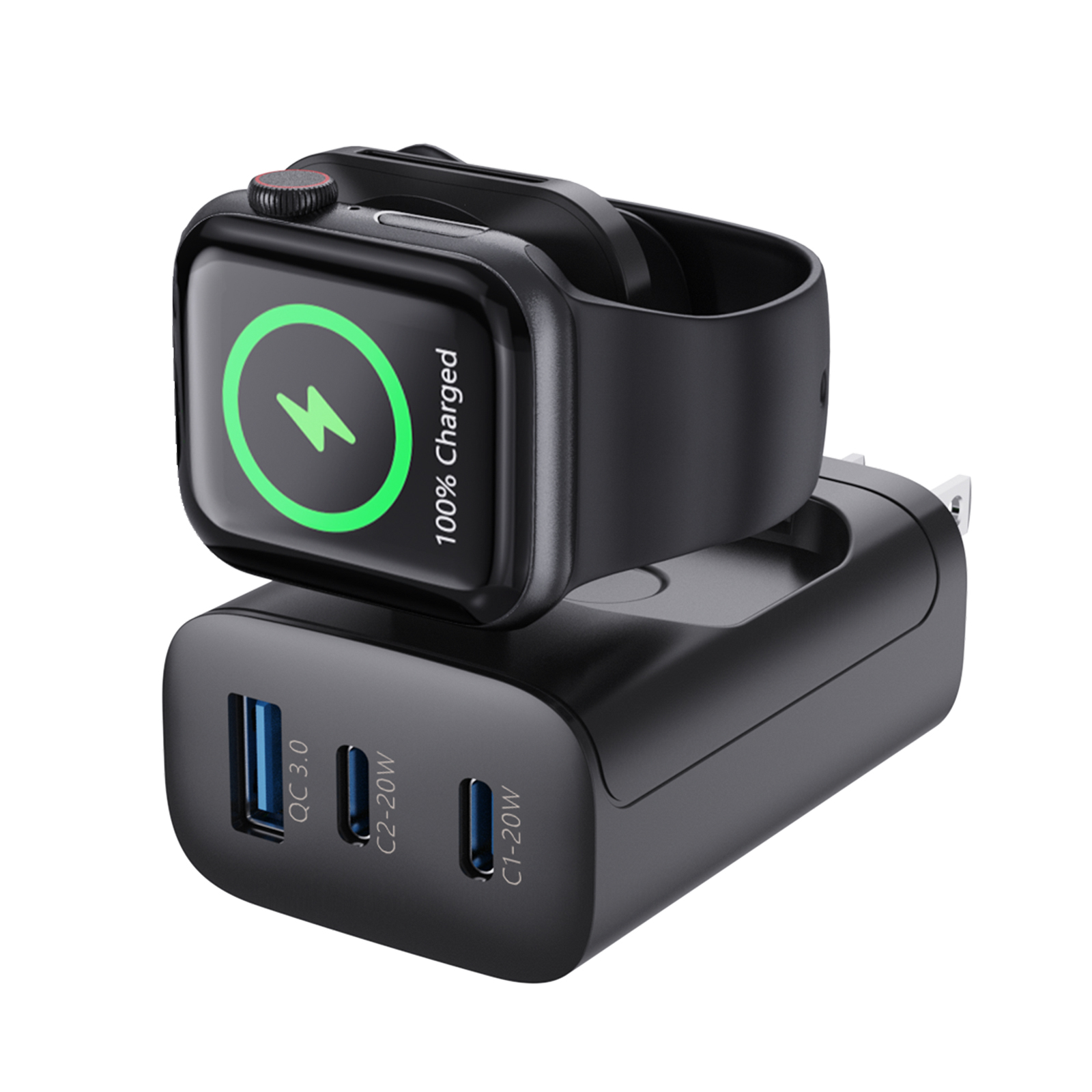43W UL/CE Certified 3-in-1 Charger for Mobile, Tablet, Smartwatch & Airpods - B2B Bulk Orders