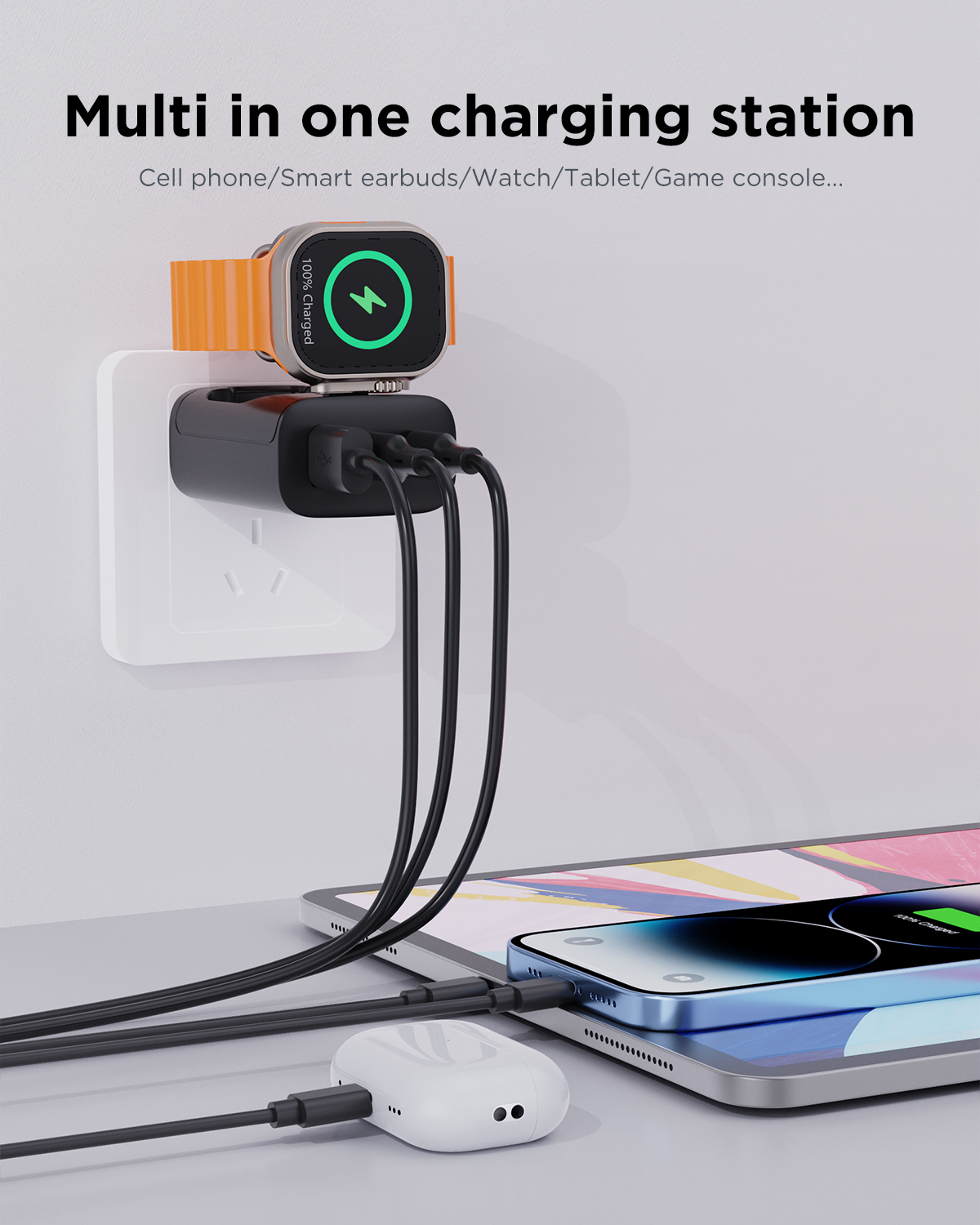 43W UL/CE Certified 3-in-1 Charger for Mobile, Tablet, Smartwatch & Airpods - B2B Bulk Orders