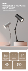 Colorful Adjustable Desk Lamp with Wireless Phone Charging Base - Modern Minimalist Design