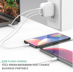 65W Fast GaN Charger USB-C Duo Multi-Country Plug for Business