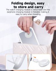 LED Makeup Mirror with Qi2 15W Triple Wireless Charger for AirPods, Phone & Watch - B2B Exclusive