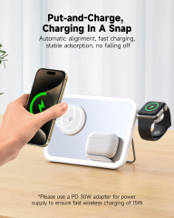 LED Makeup Mirror with Qi2 15W Triple Wireless Charger for AirPods, Phone & Watch - B2B Exclusive