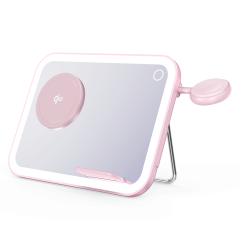 LED Makeup Mirror with Qi2 15W Triple Wireless Charger for AirPods, Phone & Watch - B2B Exclusive