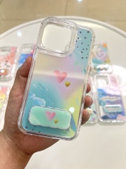 Colorful Glitter Drip Resin 3-in-1 Phone Case - Anti-slip, Fashionable & Convenient Stand