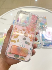Colorful Glitter Drip Resin 3-in-1 Phone Case - Anti-slip, Fashionable & Convenient Stand