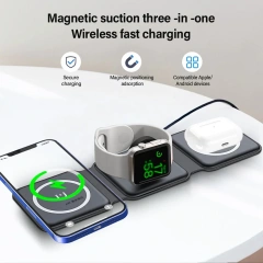 3 In 1 Wireless Charger Magnetic Foldable Charging Station Travel Charger For Iphone Charger Power Adapter