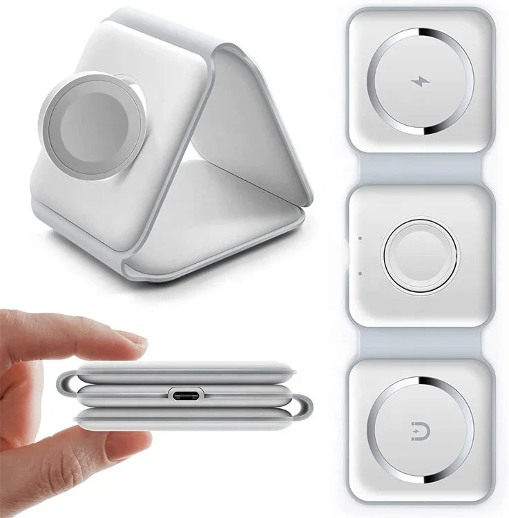3 In 1 Wireless Charger Magnetic Foldable Charging Station Travel Charger For Iphone Charger Power Adapter