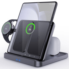 KCFold5 3-in-1 Wireless Charger Suitable for Samsung Flip5 Phone, Watch, Earphones, Foldable Desktop Stand