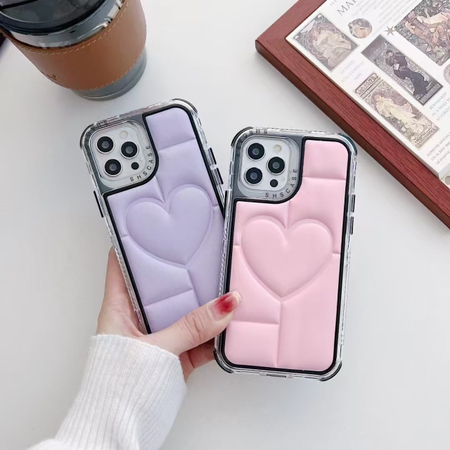 3-in-1 Heart Design PU Leather Phone Case - Shockproof & 360° Protection