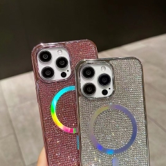 Luxury Laser-Engraved Diamond Phone Case with Magnetic Flip, Shockproof and Wear-Resistant