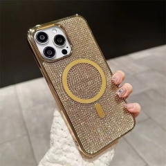 Luxury Laser-Engraved Diamond Phone Case with Magnetic Flip, Shockproof and Wear-Resistant