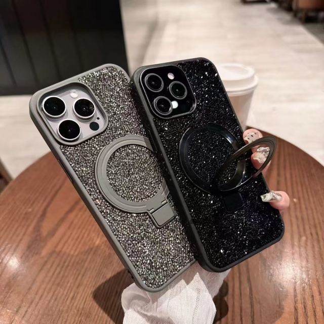 Luxury Diamond-Encrusted Phone Case with Dual Magnetic Stand