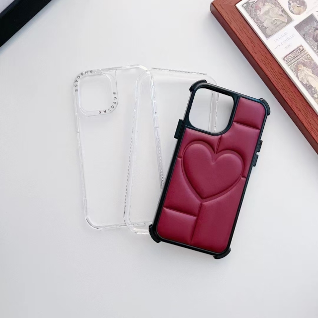 3-in-1 Heart Design PU Leather Phone Case - Shockproof & 360° Protection