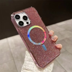 Luxury Laser-Engraved Diamond Phone Case with Magnetic Flip, Shockproof and Wear-Resistant