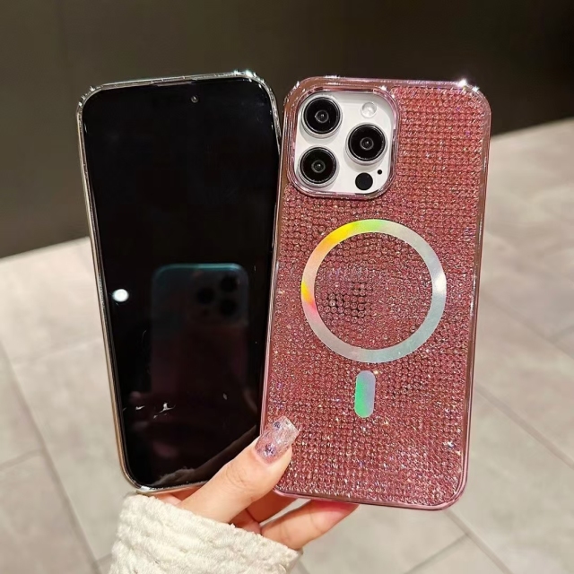 Luxury Laser-Engraved Diamond Phone Case with Magnetic Flip, Shockproof and Wear-Resistant