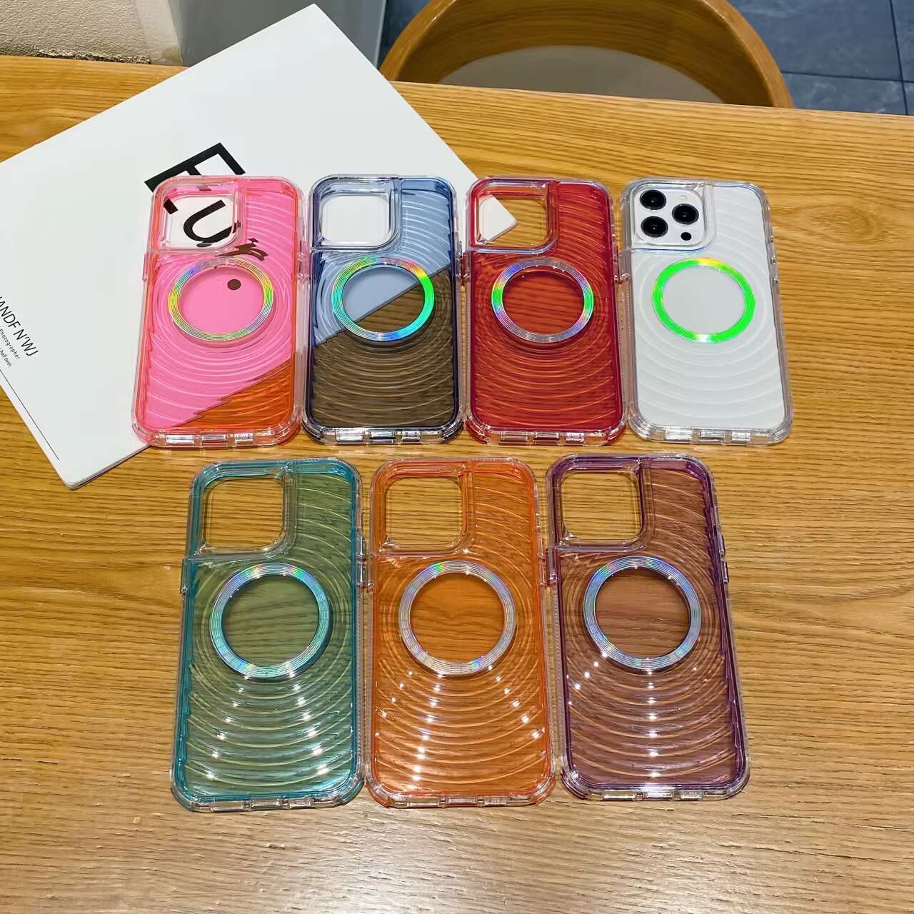 Magnetic Colorful Wave Phone Case with TPU Dyeing & PC Frame Design