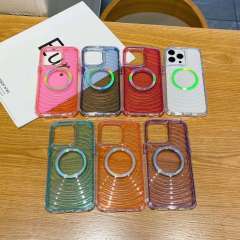 Magnetic Colorful Wave Phone Case with TPU Dyeing & PC Frame Design
