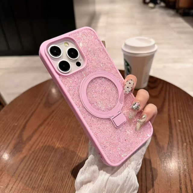 Luxury Diamond-Encrusted Phone Case with Dual Magnetic Stand
