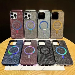 Luxury Laser-Engraved Diamond Phone Case with Magnetic Flip, Shockproof and Wear-Resistant