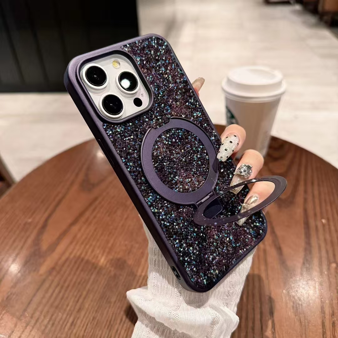 Luxury Diamond-Encrusted Phone Case with Dual Magnetic Stand