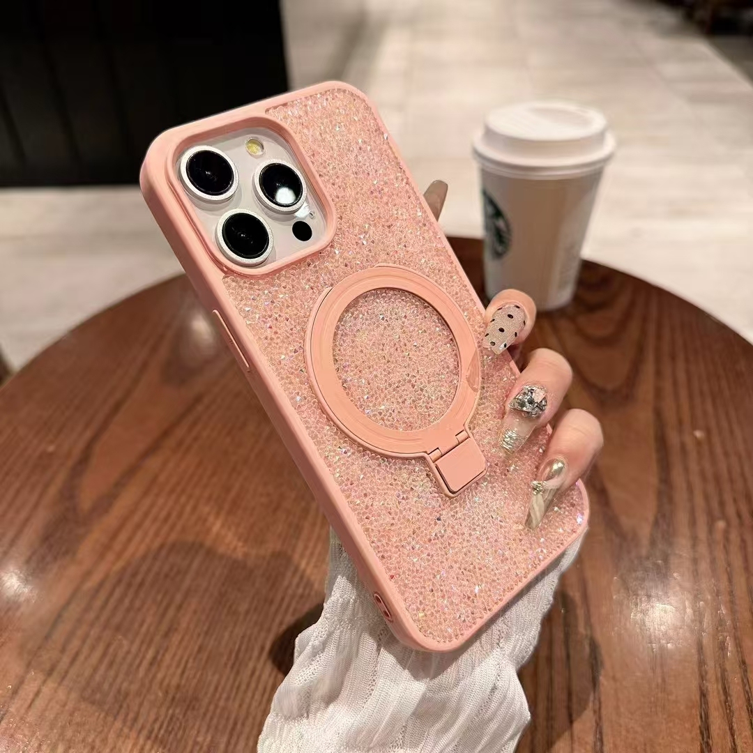 Luxury Diamond-Encrusted Phone Case with Dual Magnetic Stand