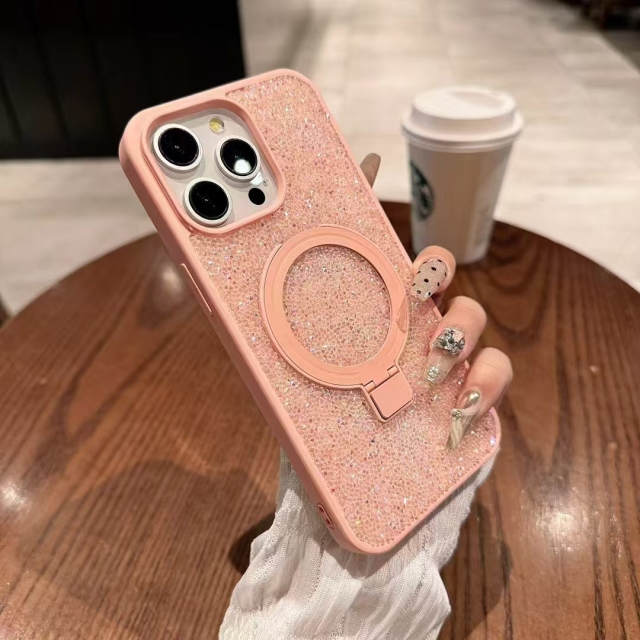 Luxury Diamond-Encrusted Phone Case with Dual Magnetic Stand