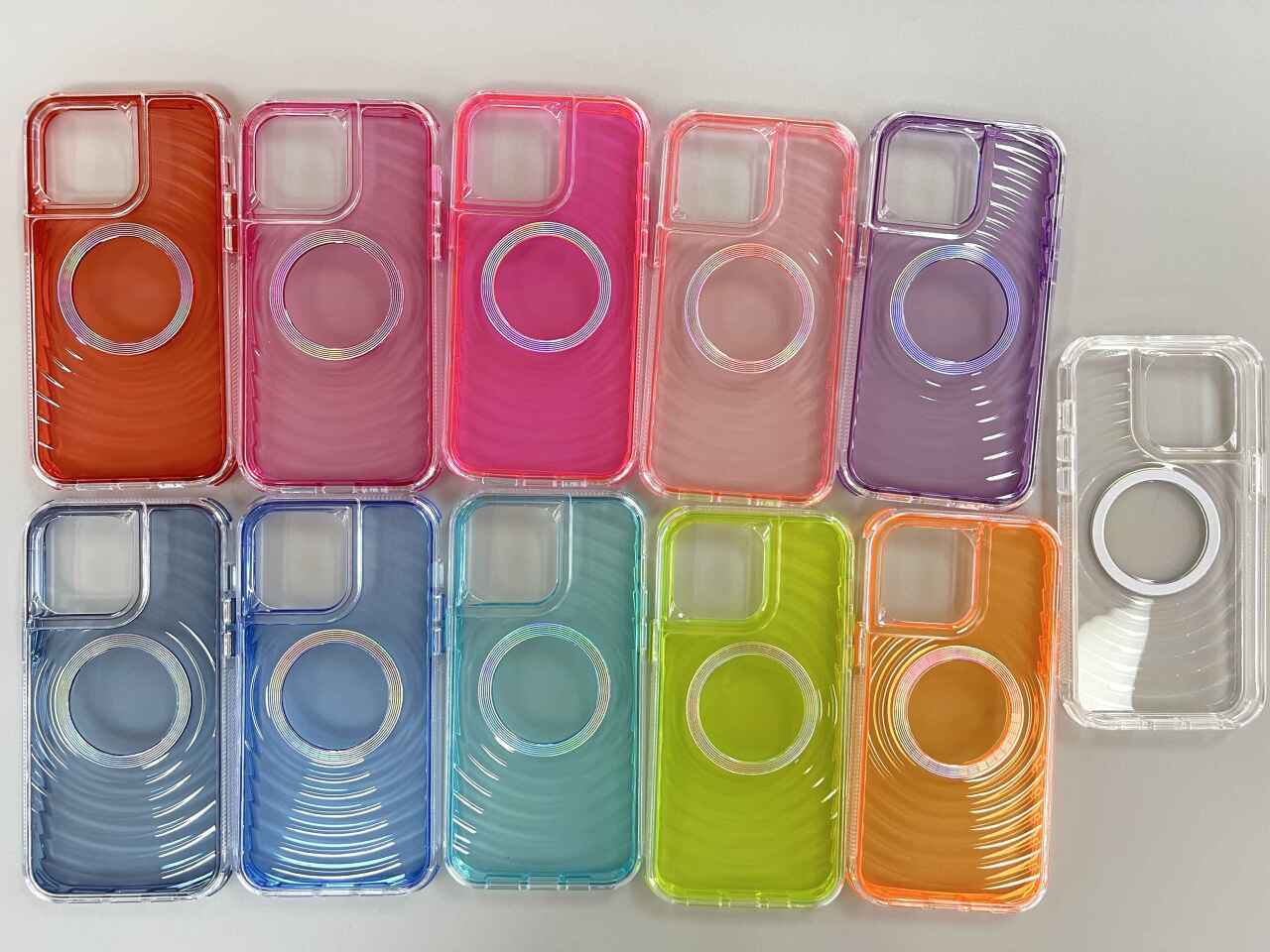 Magnetic Colorful Wave Phone Case with TPU Dyeing & PC Frame Design