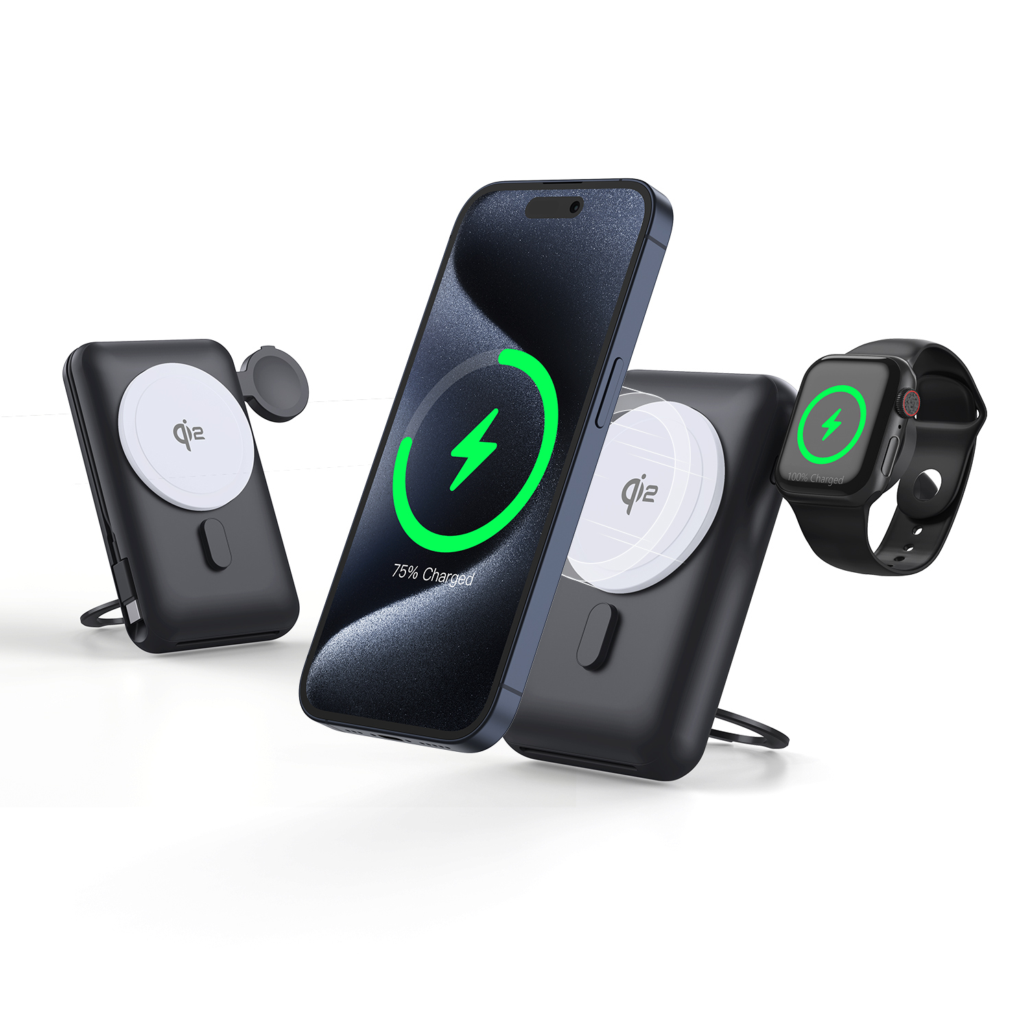 Magnetic MP07-15W Charger with Stand, Dual Charging for Watch & Phone