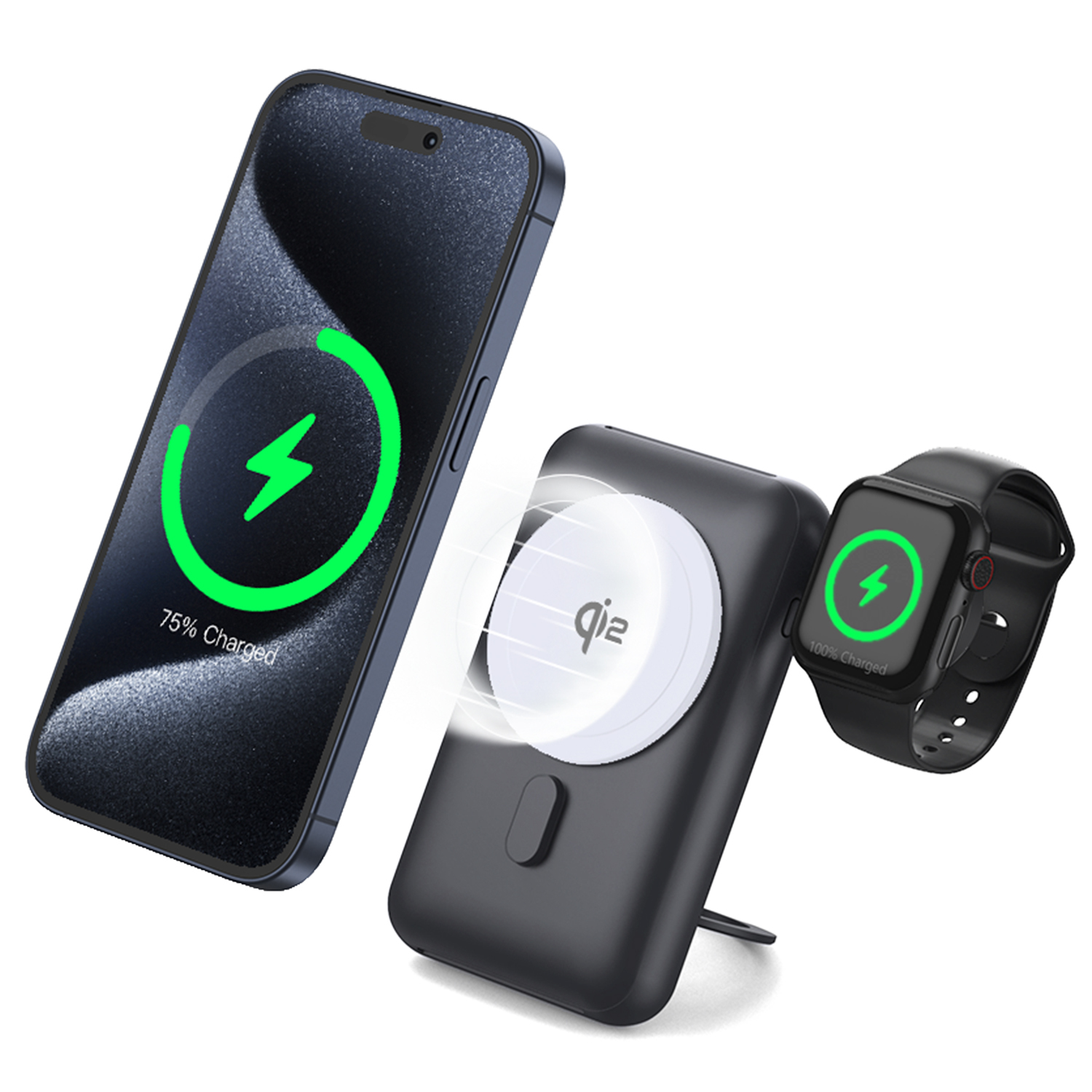 Magnetic MP07-15W Charger with Stand, Dual Charging for Watch & Phone