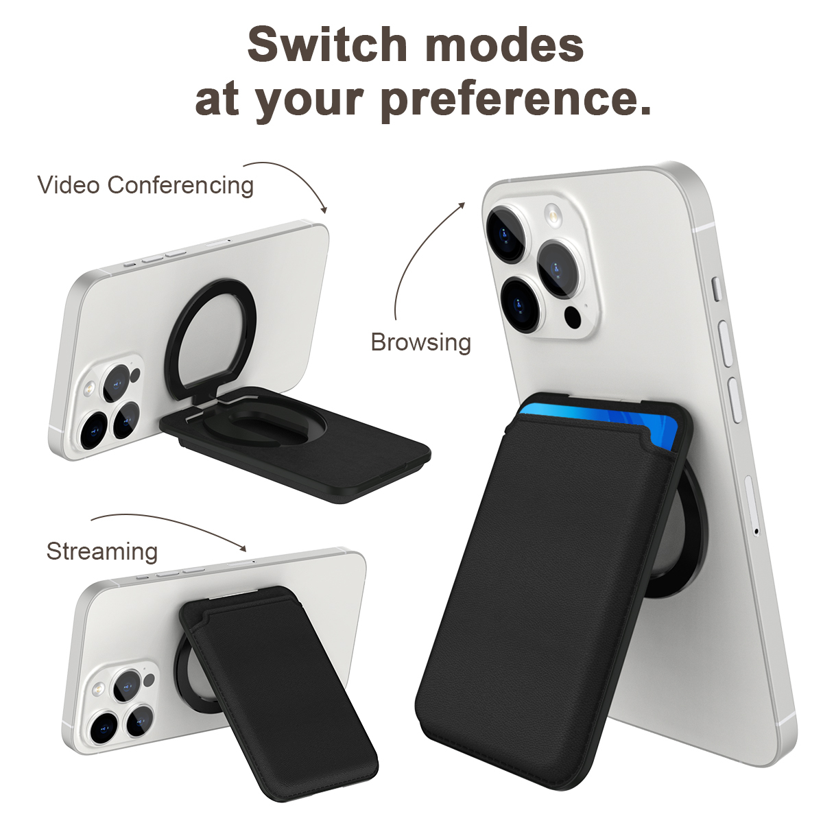 Magnetic 360° Rotating Phone Holder, Premium Leather Stand for B2B