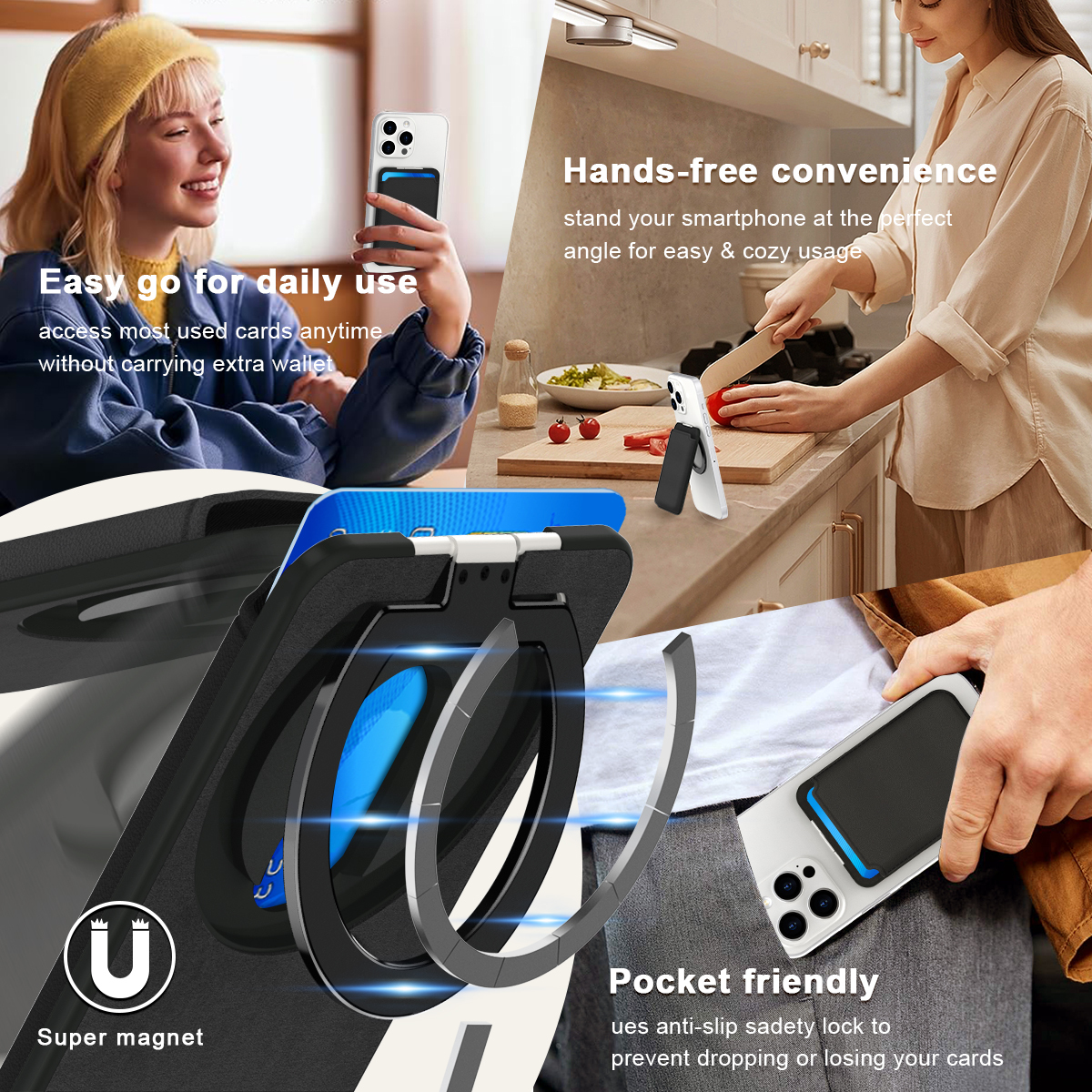 Magnetic 360° Rotating Phone Holder, Premium Leather Stand for B2B