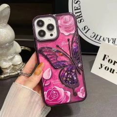 "Premium Electroplated Butterfly Design Flowing Sand Phone Case"