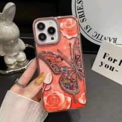 "Premium Electroplated Butterfly Design Flowing Sand Phone Case"