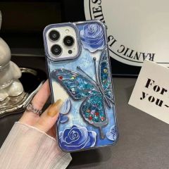 "Premium Electroplated Butterfly Design Flowing Sand Phone Case"