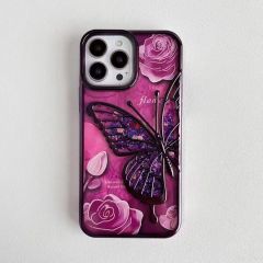 "Premium Electroplated Butterfly Design Flowing Sand Phone Case"
