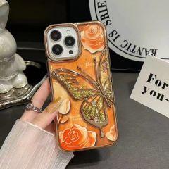 "Premium Electroplated Butterfly Design Flowing Sand Phone Case"