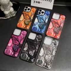 "Premium Electroplated Butterfly Design Flowing Sand Phone Case"