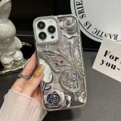 "Premium Electroplated Butterfly Design Flowing Sand Phone Case"