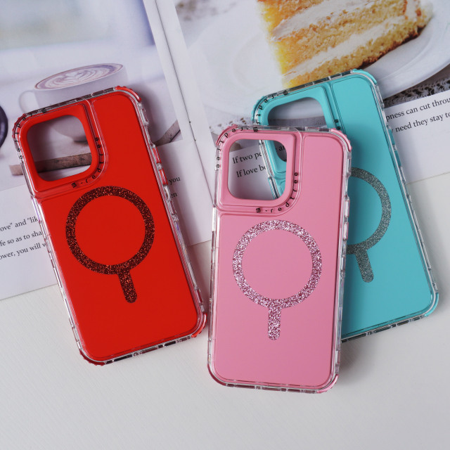 "Tri-Fold Magnetic Phone Case with Leaf Lens Frame Design"