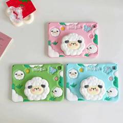 "Soft Silicone Tablet Cover with Sheep Design, Skin-Friendly, Integrated Stand, Wear-Resistant & Drop-Proof"