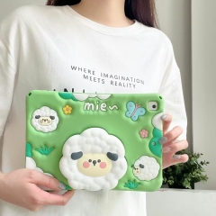 "Soft Silicone Tablet Cover with Sheep Design, Skin-Friendly, Integrated Stand, Wear-Resistant & Drop-Proof"