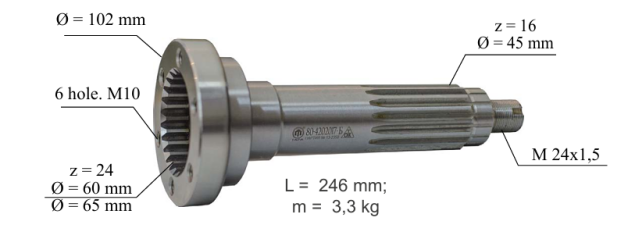 ВАЛ ВОМ МТЗ-80 зубчатый
PTO SHAFT MTZ-80 rid.