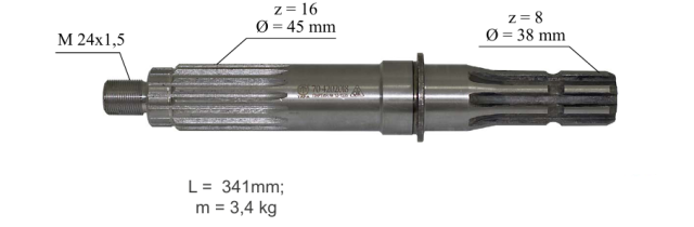 ВАЛ ВОМ МТЗ-80
 70-4202018
 8-ми шлицевой
 PTO shaft MTZ-80 8-splined