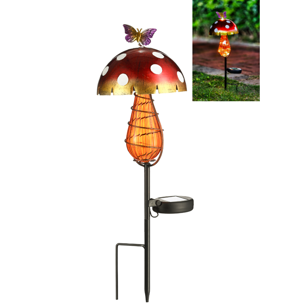 Metal Mushroom Solar Stake Light