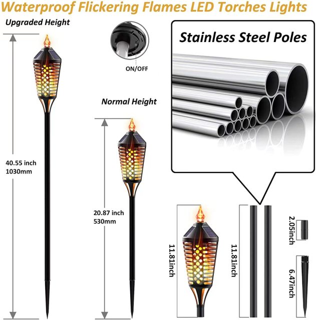 Flickering Dancing Flame Solar Pathway Light