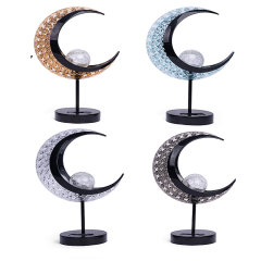 Moon Shape Solar Light with Cracked Glass Globe