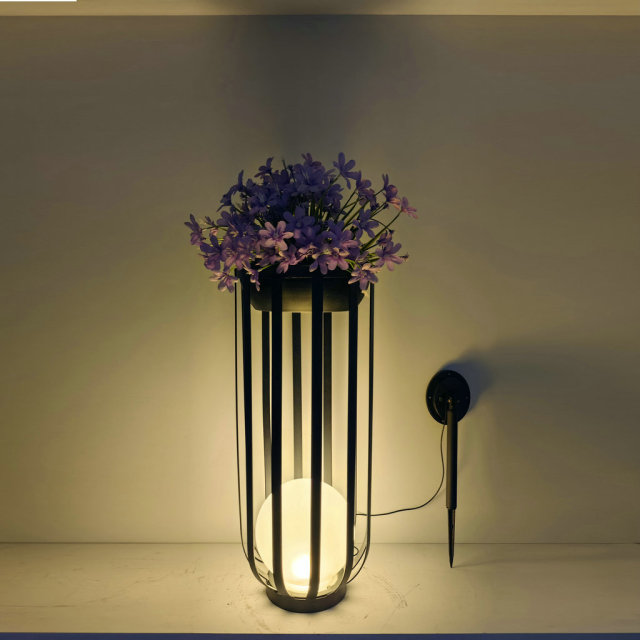 Solar Floor Lamp with Flower Pot