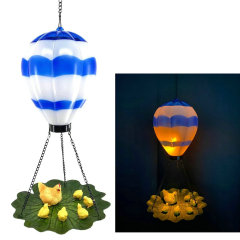 Hot Air Balloon Solar Hanging Light with Bird feeder